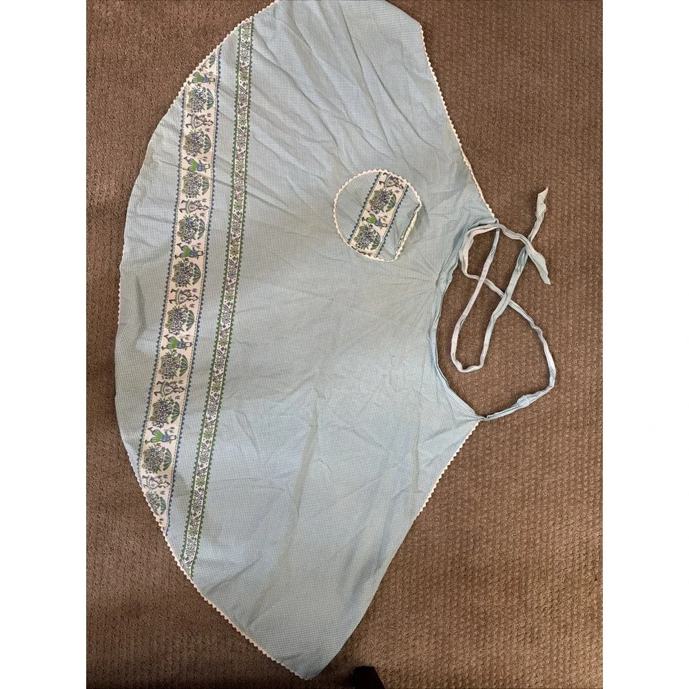 VTG Dutch Girls, Floral, Gingham Cotton Half Waist‎ Tie Apron Long